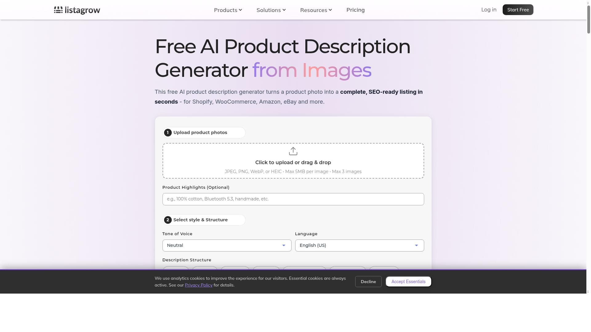 Listagrow AI Product Generator